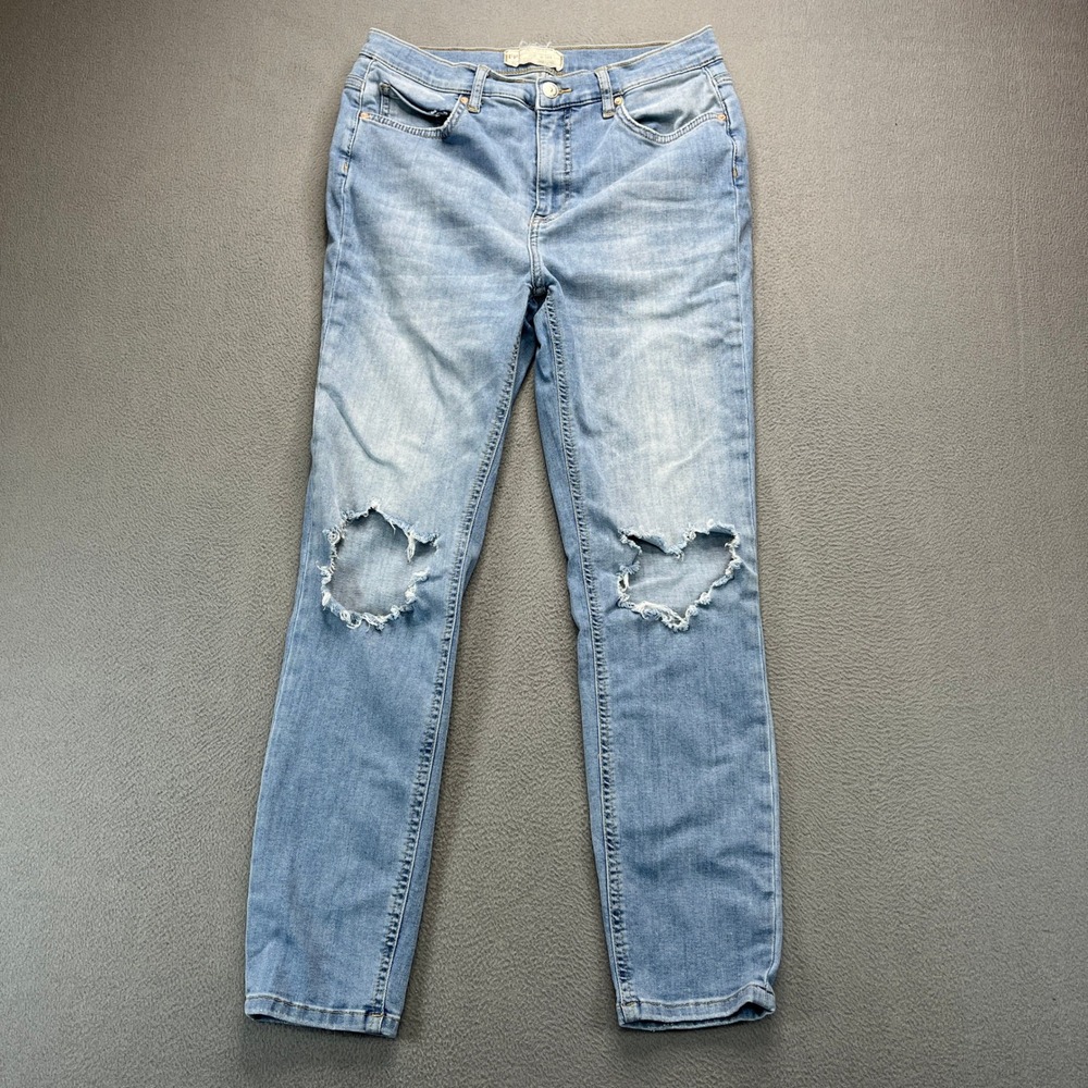 Free People Jeans Womens 30 Light Blue Denim Distressed Skinny Stretch Casual